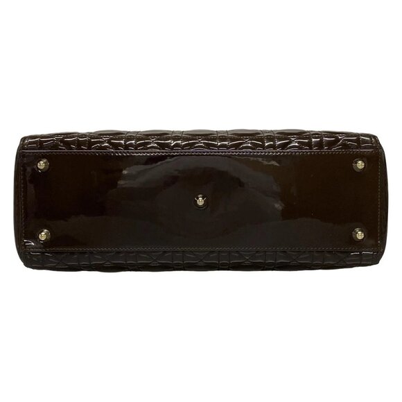 Auth DIOR/ChristianDior Lady Dior Large Dark Brown Patent Leather Handbag - Picture 6 of 16